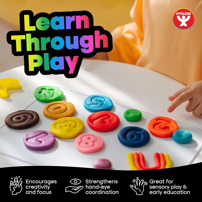 Hygloss 41-Piece Alphabet Cutters Set – ABC Letter and Number Mold Kit with Bright Colors – Educational Clay and Dough Tools & Accessories for Learning – Arts & Crafts for Kids Ages 3-6