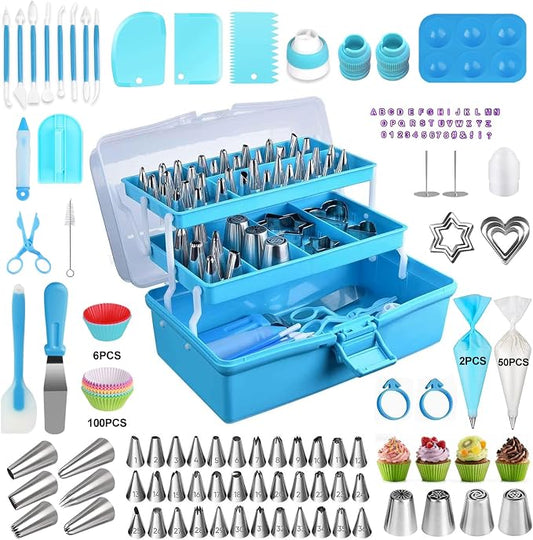 276 set Cake Decorating Tools Kit,Piping Bags and Tips Set,Baking Supplies Accessories with Storage Case,Cupcake Cookie Frosting Fondant Bakery for Adult Beginners or Professional Cake Shop