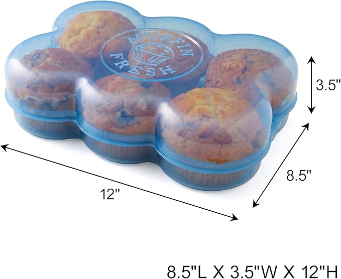 Touch Up Cup Muffin Fresh Storage Container Holder with Lid, Airtight and Reusable, BPA-Free, as seen on Shark Tank Products, Pack of 1, Holds 6 Fresh Muffins