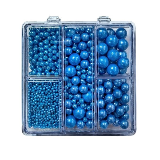 HeDeon&Rles Blue Pearls Sprinkles for Baking Decorating 90g/3.17oz 4 Size Mix Edible Preals for Cake Cupcake Pancake Icing Decoration Independence Day Halloween Supplies