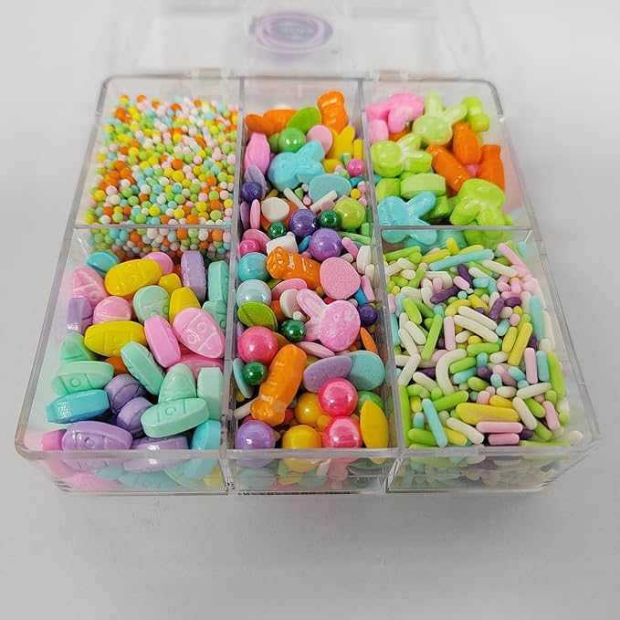 Homankit Easter Sprinkles Spring Edible Nonpareils Jimmies Sprinkle Rabbit Carrot Easter Egg for Baking Decorating, Ice Cream, Cookies, Cake Cupcake Toppers, 2.82 Ounces, Assorted Variety