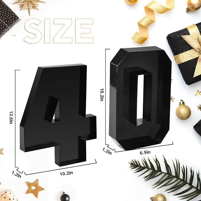 Cardboard Number for Charcuterie 40 Set Fillable Tray 10.2'' Black Charcuterie Paper Box for 40th Birthday Anniversary Party Decorations Chocolate Candy Cupcake Container
