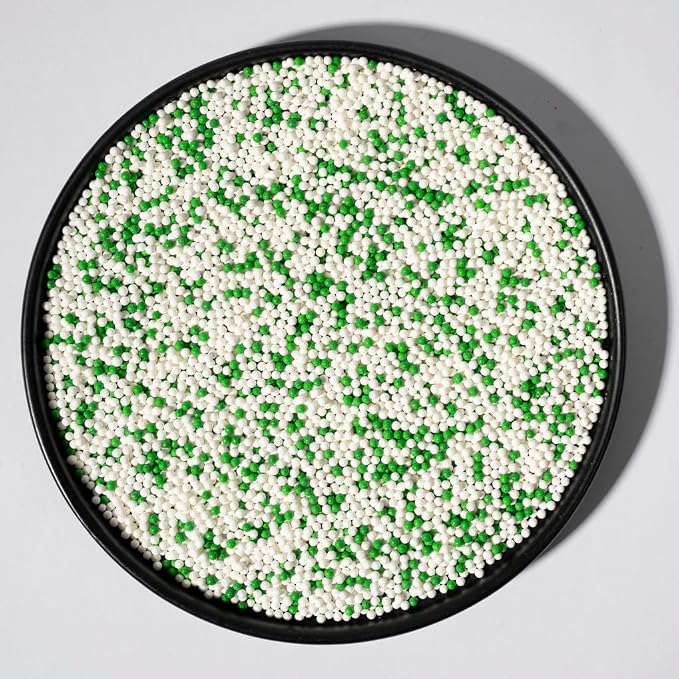 Christmas White Green Edible Pearl Sprinkles for Cake Decorations130g/4.6oz, Baking, Ice Cream, Cookies, Cupcake Topper2mm Sugar Pearls for Cake Decorating (2mm green white)