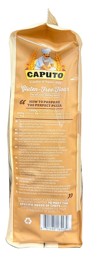 Antimo Caputo Gluten Free Pizza Flour 2.2lb - All Natural Multi Purpose Flour & Starch Blend for Baking Pizza, Bread, & Pasta (3 Pack)
