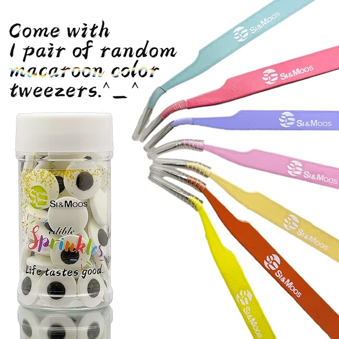 SE Si&Moos Big Candy Eyes for Decorating Large Edible Eyes Jumbo Edible Eyeballs Googly Candy Eyes for Cakes, Cupcakes, Cookies, Party Birthday Halloween Christmas Supplies 3 OZ with Tweezers