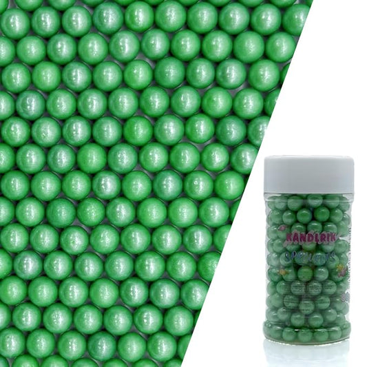 Edible Emerald Green Pearl Sugar Sprinkles Candy 7mm Mini Pearls Cake Decorations Cupcake Toppers Cookie Decorating Perfect for Wedding Party Valentine Halloween Christmas Supplies 3OZ