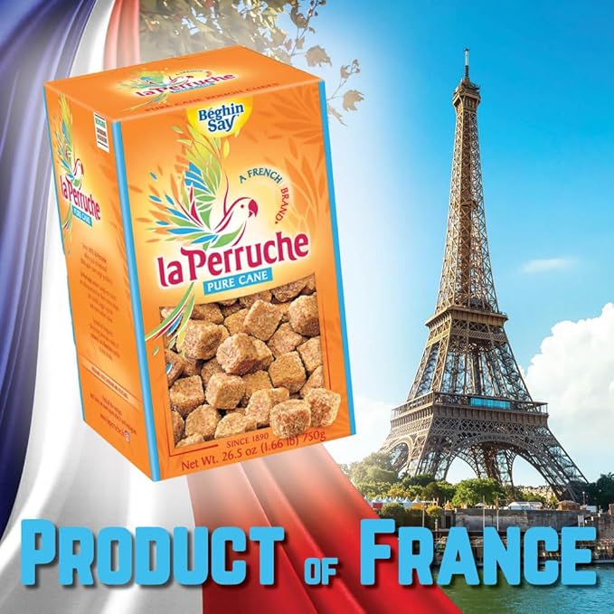 La Perruche Pure Cane Brown Sugar Cubes (750g/1.65lb box) | Ideal Sugar Cubes for Coffee | Pack of 4