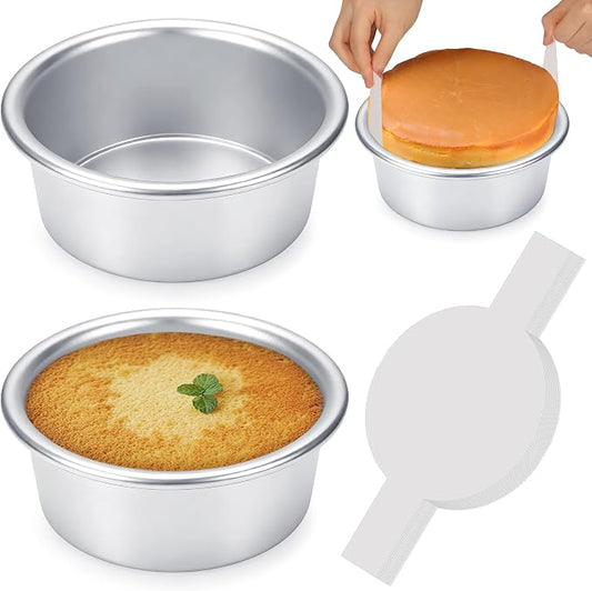 6 Inch Cake Pans Set of 2, Small Cake Pans With 60PCS Parchment Paper for Birthday Smash Layer Cakes, No-Stick Round Cake Pans for Home Kitchen, Aluminum Pans & 6 X 3 Inch, Heavy Duty & Oven Safe
