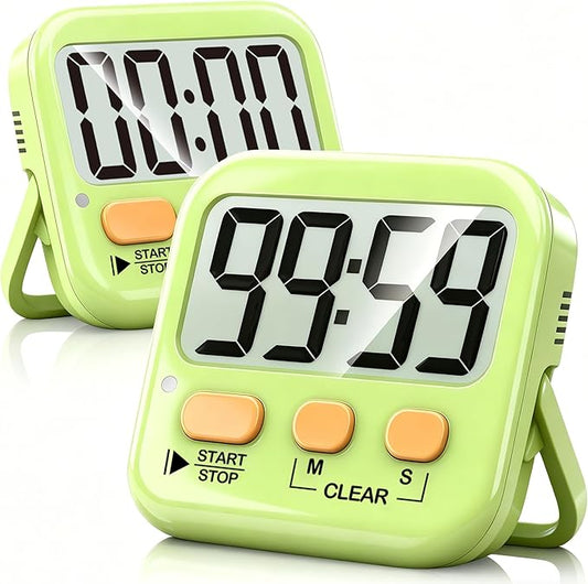 Antonki 2 Pack Digital Timer for Kids, Magnetic Countdown Kitchen Timers for Cooking, Egg, Classroom, Teacher, Exercise, Study, Oven - Battery Included