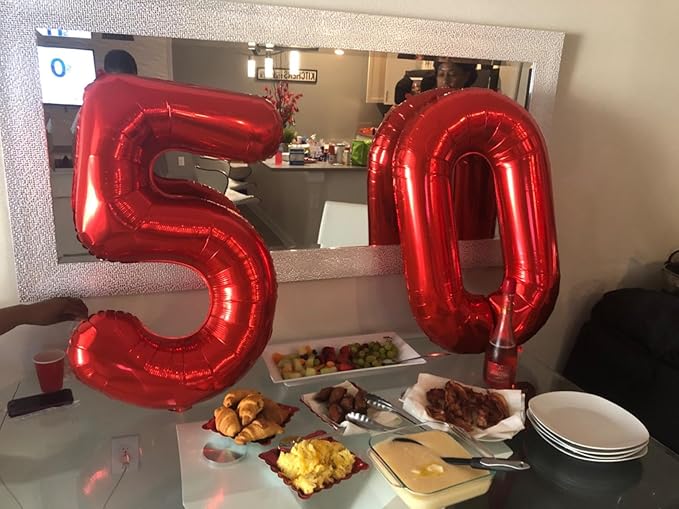 Balloon Numbers 40 Inch 5 Ballon for 5th Birthday Decorations, 15 25 35 50 Big Red Number Balloons for Wedding Photo Shoot Party Decor