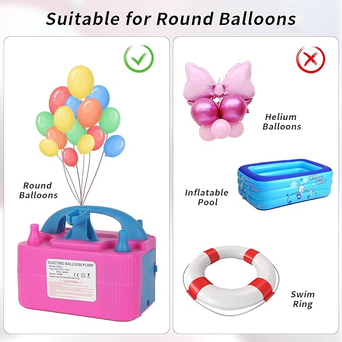 Balloon Pump Electric,110V 600W Balloon Blower Inflator Dual Nozzle Air Pump Balloons Inflator for Decoration, Party, Sport,Gifts:2 Balloon Tying Tools