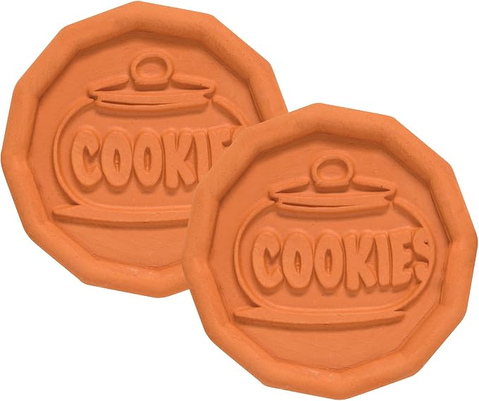 Mrs. Anderson’s Baking Brown Sugar Saver, Cookie Design, Natural Terracotta, Keeps Brown Sugar Softer, Set of 2