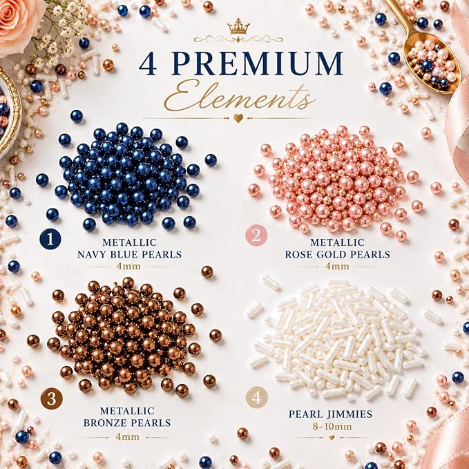 Confect Love Disco Balls Confectionery Sprinkles, Blue Yellow Gold White Mix, Decorative Candy Pearls | Vegan, Gluten-Free, Soy-Free, Dairy-Free, Palm Oil-Free – 4.2 Oz