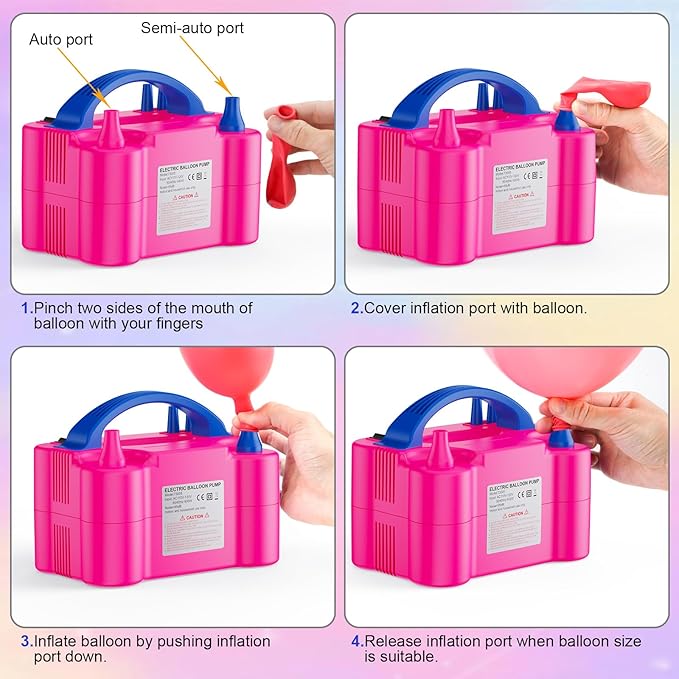 Electric Balloon Pump, Portable Electric Balloon Blower Machine Balloon Air Pump, Dual Nozzle 110V 600W Balloon Inflator for Party Decoration Christmas Birthday