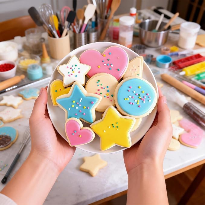 30Pcs Mini Cookie Cutter Set with Box,Small Stainless Steel Fruit Veggie Cutters,Polymer Clay Press Molds for Kids,Geometric Molds for Biscuit,Cake & Fruit Decorations