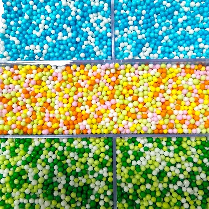 Edible Blue and White Nonpareils Sprinkles for Cake Decorating, Edible Mini Pastel Pearls Sprinkles for Baby Shower Frozen Themed Baking Cookies Cupcake Dessert Decorating 90g/3.17oz