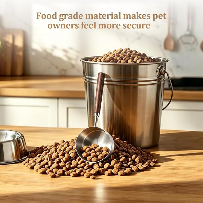 Dog Food Scoop, 1 Cup Stainless Steel Pet Food Scoop, with Precision Scale Markings, for Dogs, Cats, and Kitchen Use