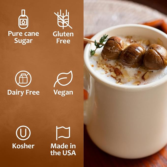 Syruvia Coffee Syrup, Chestnut Praline Flavored Syrup for Drinks, Lattes, and Desserts – 25.4 fl oz - with Pump