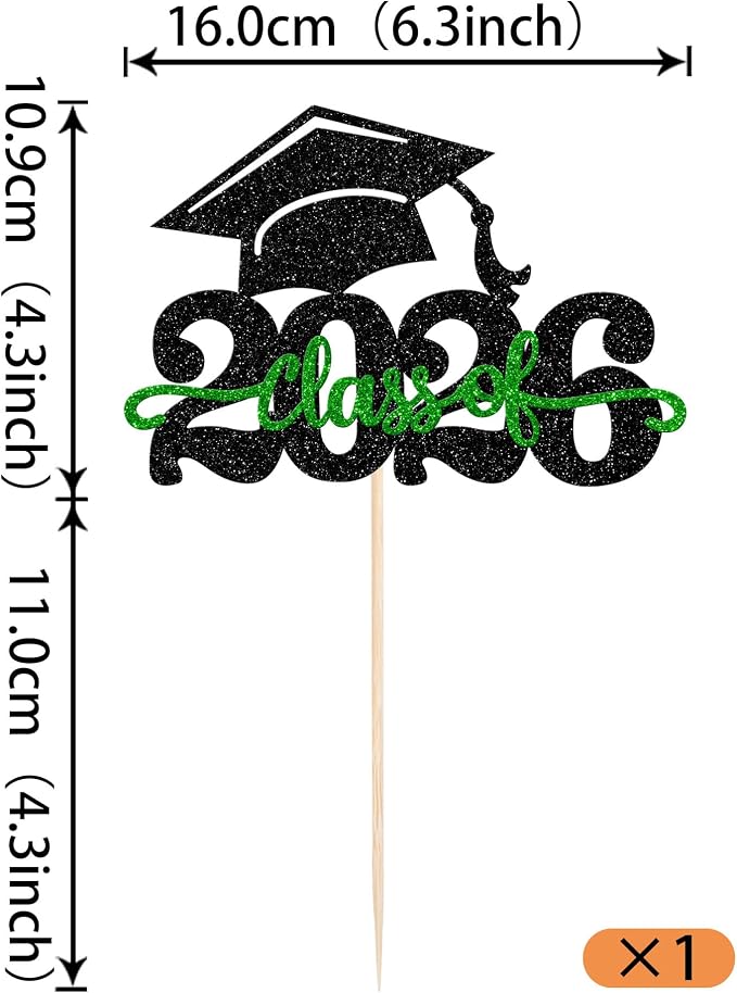 1 Pack Class of 2025 Cake Topper Glitter Congrats Grad Cap 2025 Graduation Cake Pick for 2025 Graduation Theme High School Boys Girls Graduate Party Cake Decorations Supplies Black Silver