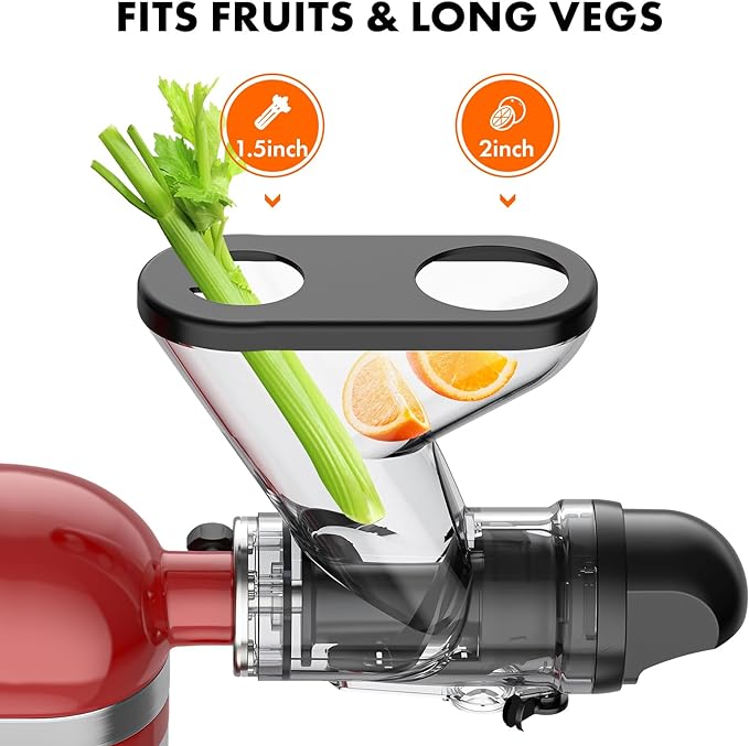 Masticating Juicer Attachment for KitchenAid Stand Mixer, Cold Press Juicer Machine, Slow Masticating Juicer Attachment with Dual Feed Chute, For KitchenAid Mixer Attachments by Gvode