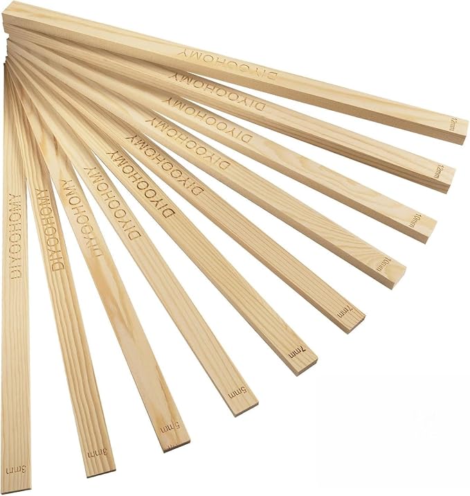 DIYOOHOMY 10 Pcs 17" L Rolling Pin Guides for Clay Dough | Wooden Polymer Clay Pottery Tools, Dough, Pizza, Pastry Thickness Guides, Slab Roller for Clay Machine