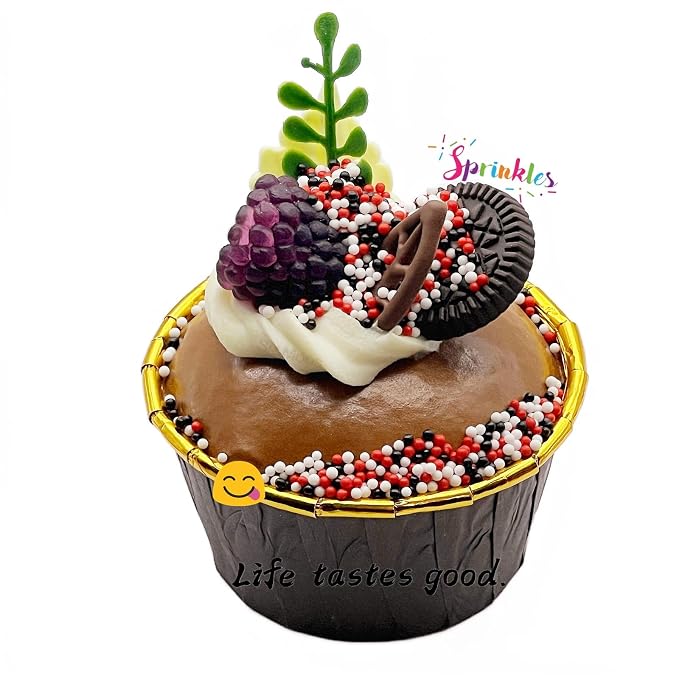 SE Si&Moos Nonpareil Sprinkles, 2mm Red White and Black Mini Edible Pearls Red and Black Sprinkles for Cake Decorating Halloween Cake Decorations Wedding Baby Shower Party Christmas Holiday Supplies 3.5 OZ