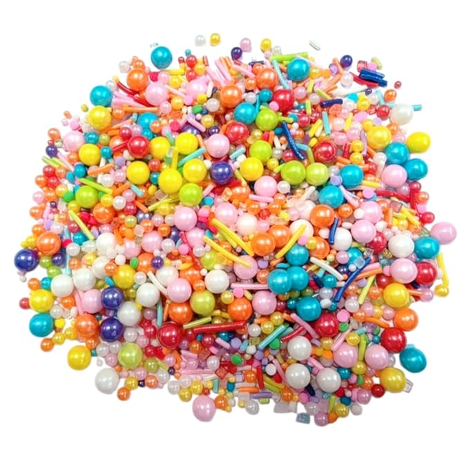 HeDeon&Rles Edible Rainbow Sprinkles for Baking Pearls/Jimmies/Sugar Sanding/Confentti Cake Decoration Birthday Wedding Caketopper