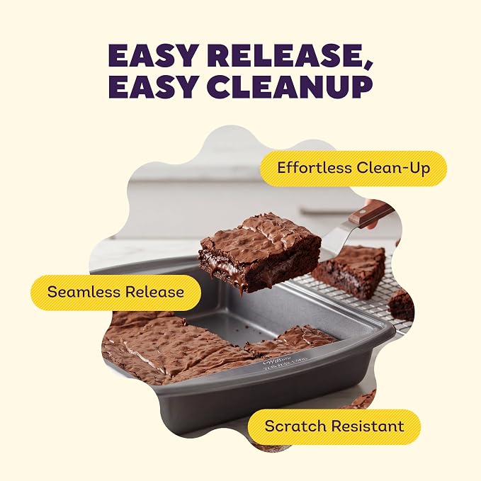 Wilton Platinum Non-Stick Square Cake Pan - Baking Pan for Brownies & Small Cakes - Made Without PFAS - Dishwasher Safe & Offers Even Heat Distribution - 9 x 9 x 2 Inch