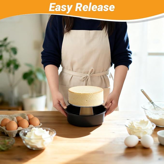 Beasea Round Cake Pans, 3 Pack 8 Inch Carbon Steel Round Cake Pan with Removable Bottom, Nonstick Baking Mold Tin for Cheesecake