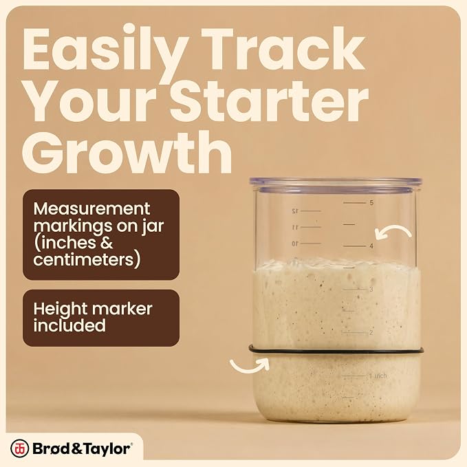 Brod & Taylor Sourdough Essentials Kit with 32oz Starter Jar and Spatula, 100% Dishwasher Safe Bread Baking Supplies & Accessories