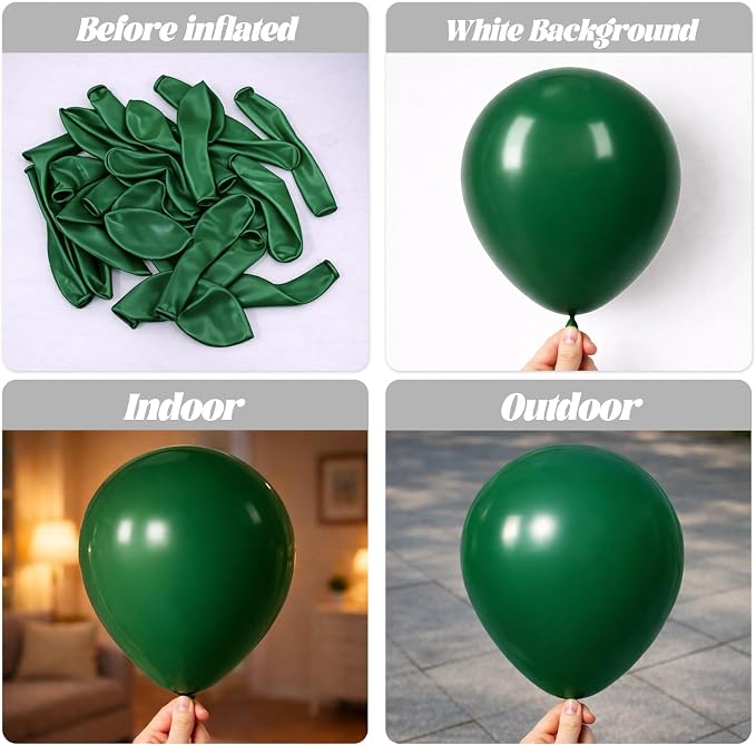 Voircoloria Dark Green Balloons, 66pack 12inch Green Latex Party Balloons for Birthday, Graduation, St. Patrick's Day, Christmas, Baby Shower, Dinosaur Party, Anniversary Party Decorations