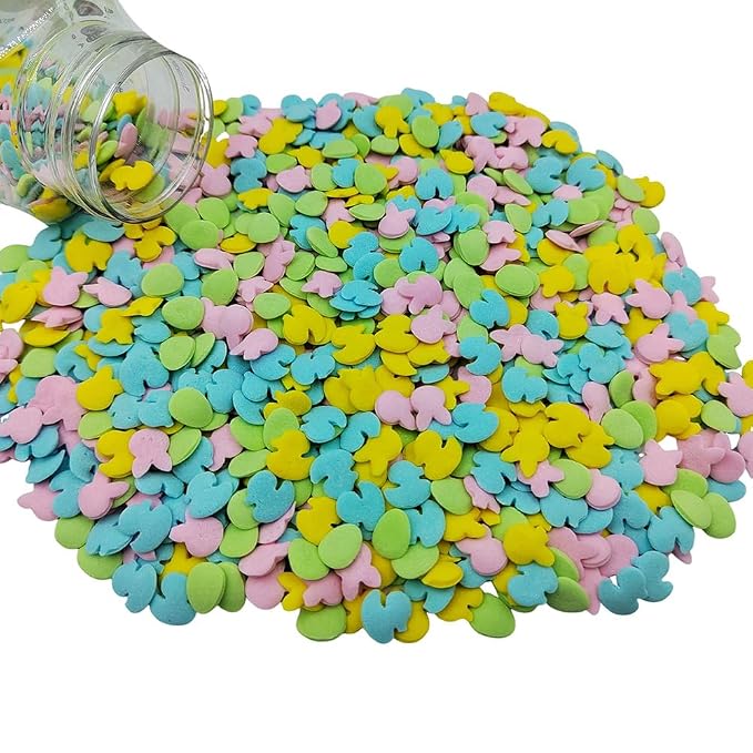 Homankit Easter Sprinkles for Cake Decorating, Colorful Confetti Sprinkles, Edible Easter Egg Bunny Duck Sprinkle for Cupcake Toppers Baking Cookie Ice Cream Dount Dessert Decoration 2.82oz