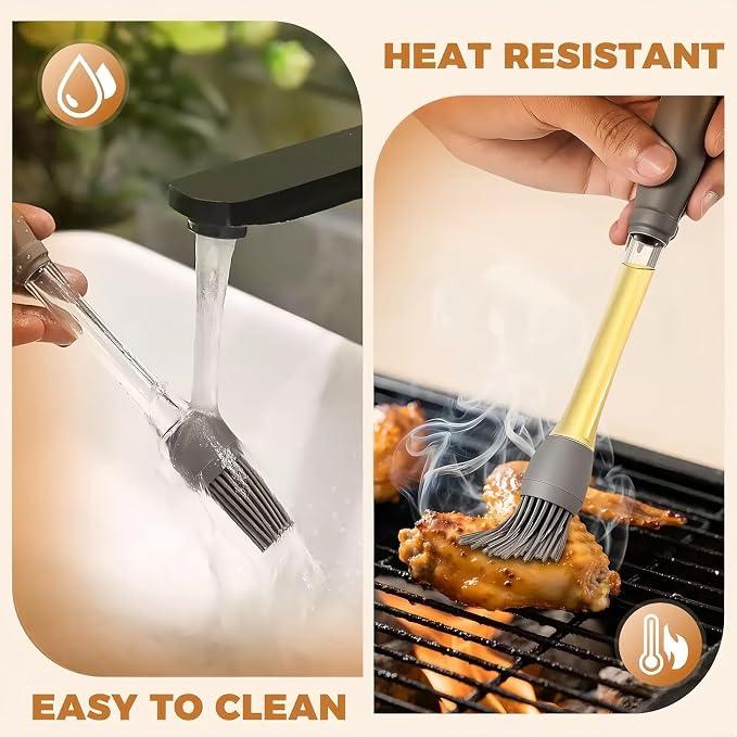 Silicone Basting Brush, Heat Resistant Pastry Oil Brush, Food Grade Cooking Brush for Spreading Oil Butter Sauce, Ideal for Baking BBQ Grilling, Kitchen Gadgets for Home and Outdoor Use (4pcs)