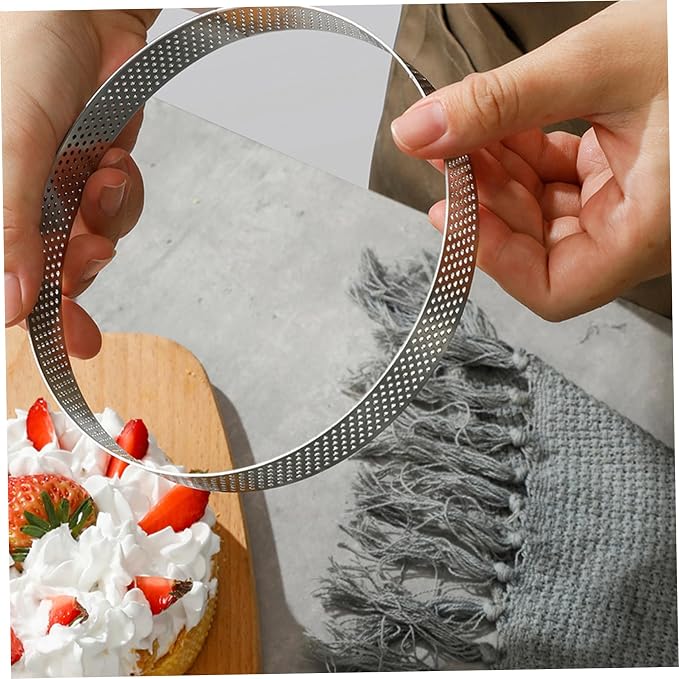 Perforated Stainless Steel Tart Rings 2PCS 8 Inch Round – Heat Resistant Nonstick Baking Rings Ring Molds for Cooking