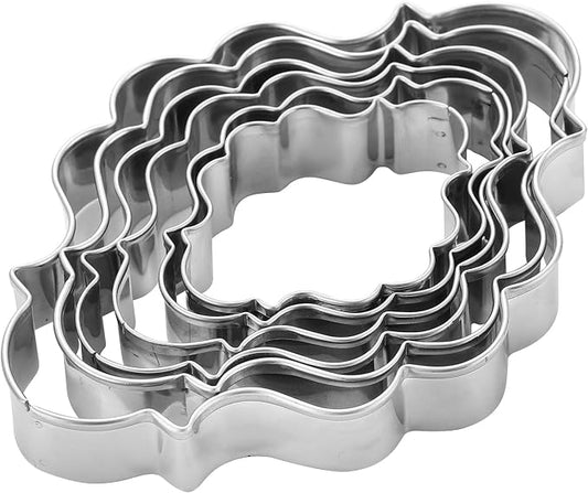 MrCookie Plaque/Frame Cookie Cutters,6pc Thickened Stainless Steel. | Cake Decoration tools,sturdy Mold.6 sizes 1.85-4.69in.For cookies,sandwiches,holiday parties,DIY Baking.