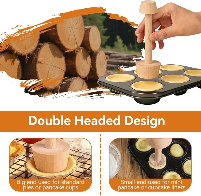 Wooden Tart Mold, Double Side Pie Dough Mold DIY Cake Pastry Baking Tamper Mini Pastry Tools for Cheesecakes Dessert Kitchen Baking Tools