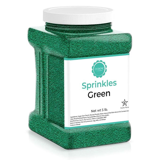 O’Creme Green Sprinkles – 5 Pounds for Cake Decorating – Kosher Pastel Sprinkles for Cupcakes, Cookies, Cakes, Ice Cream