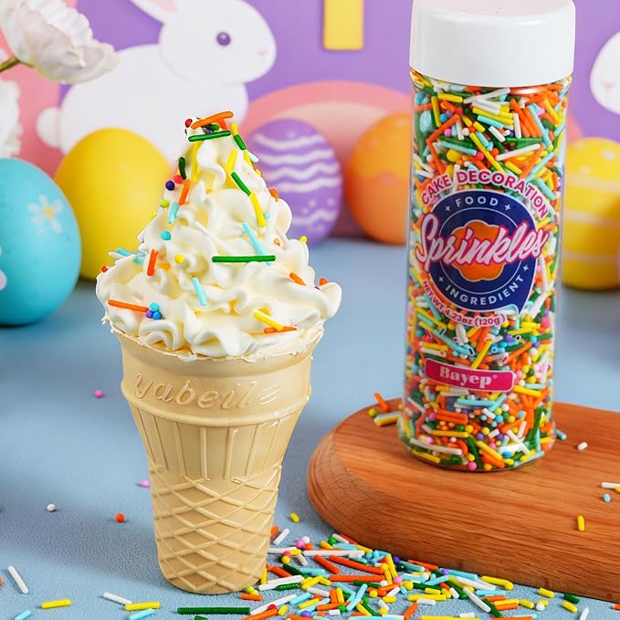 Easter Sprinkles Mix, 4.2 oz Edible Bunny Rabbit Sprinkles with Pastel Spring Nonpareils Jimmies Sprinkles for Baking, Cake Decorating Supplies for Easter Ice Cream Cookies Cupcake Topper & Holiday Treats