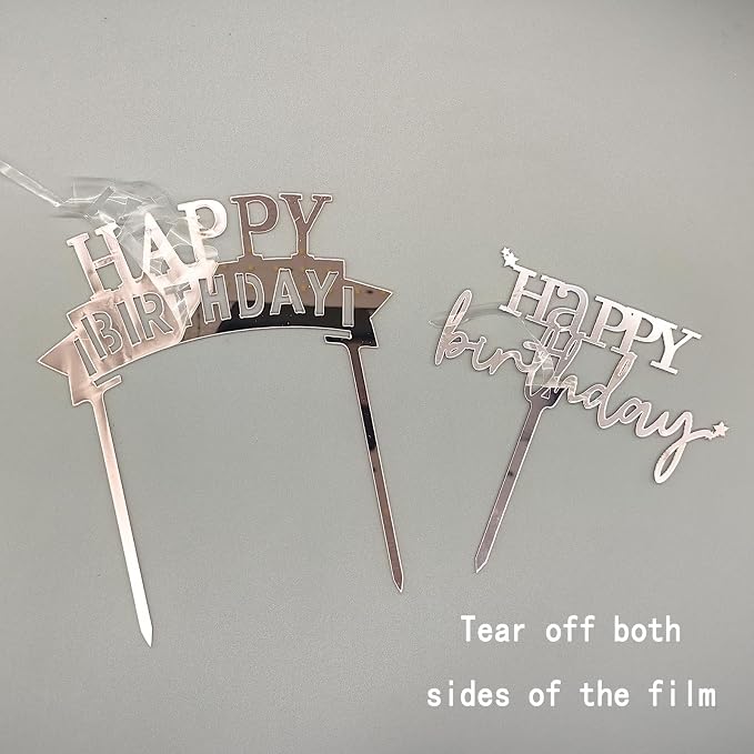 Rose Gold Cake Topper, 6pcs Acrylic Cake Toppers for Birthday Decorations