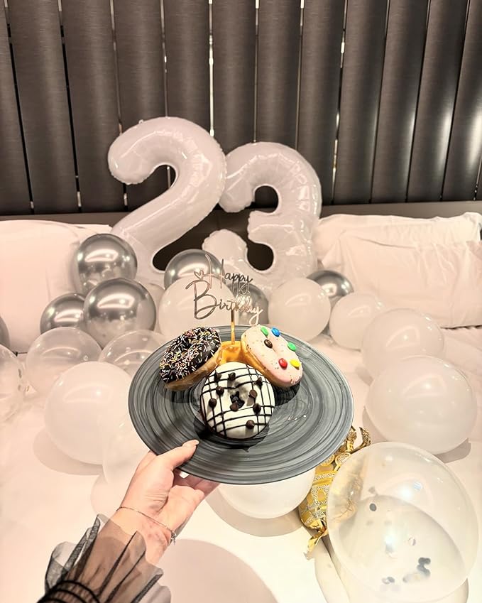 White 8 Balloon, Translucent Number Balloons 40 Inch, 8th Birthday Decorations for Boys Girls, White Birthday Balloons, White Party Supplies, Number 8 Balloon