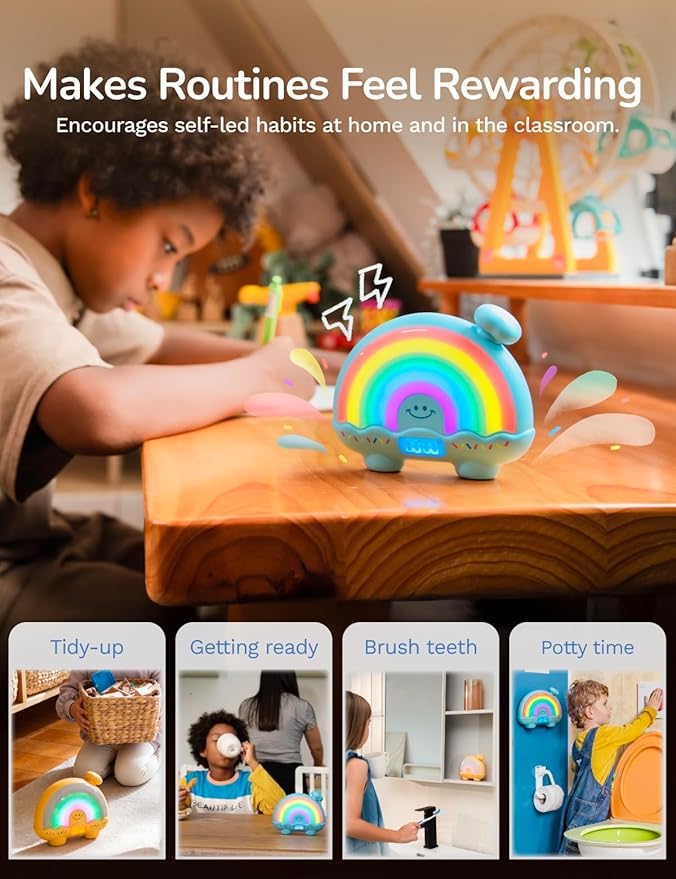 Timer Pal Rainbow Timer for Kids, Visual Timer for Kids with Night Light, Color-Changing Magnetic Visual Timer for Classroom/Calming Corner/Home (Blue)