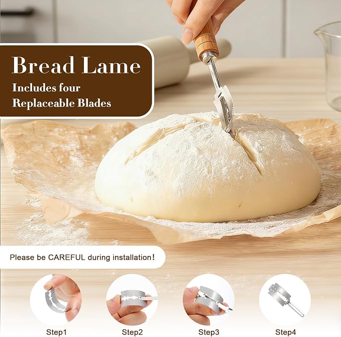 Sourdough Starter Kit – 10" Round + 9" Oval Banneton Baskets, Lame & Jar | Complete Bread Baking Supplies Set with Liner, Scraper, Whisk, Duster, Sling & Measuring Cups – for Bakers, Artisan Loaves