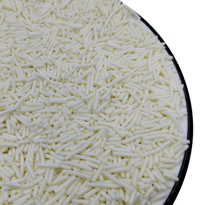 Jimmies Sprinkles, Edible Jimmy Sprinkles, White Crunchy Jimmies Mix for Cake Decorating, Edible Cookie Cupcake Decorations for Theme Baking and Christmas Party Treats