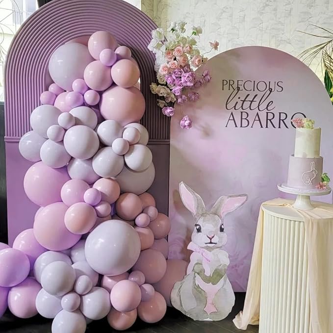 Voircoloria 90pack Lilac Balloons Different Size 18/12/10/5 Inch Lilac Balloon Garland Arch Kit for Graduation, Wedding, Birthday, Princess Theme Party, Baby Shower, Anniversary Party Decorations