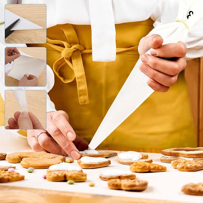 3 Pcs Reusable Pastry Piping Bags 14,16,18 Inch Canvas Piping Bag Icing Frosting Bags Non-Slip Pastry Bags Canvas Cake Decorating Bags for Cakes Dessert Cupcake Cookie Decorating