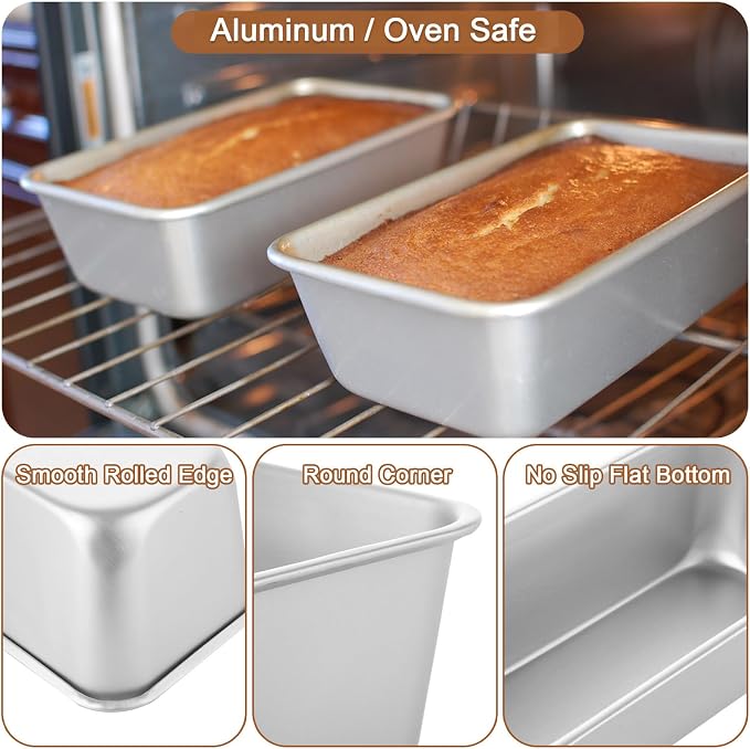 CYEAH 6 Pcs Loaf Pans for Baking Bread, 8 x 4 inch Bread Pan, Aluminum Bread Loaf Pan for Homemade Bread, Nonstick Loaf Tin for Home Baking Bread Brownies and Pound Cakes