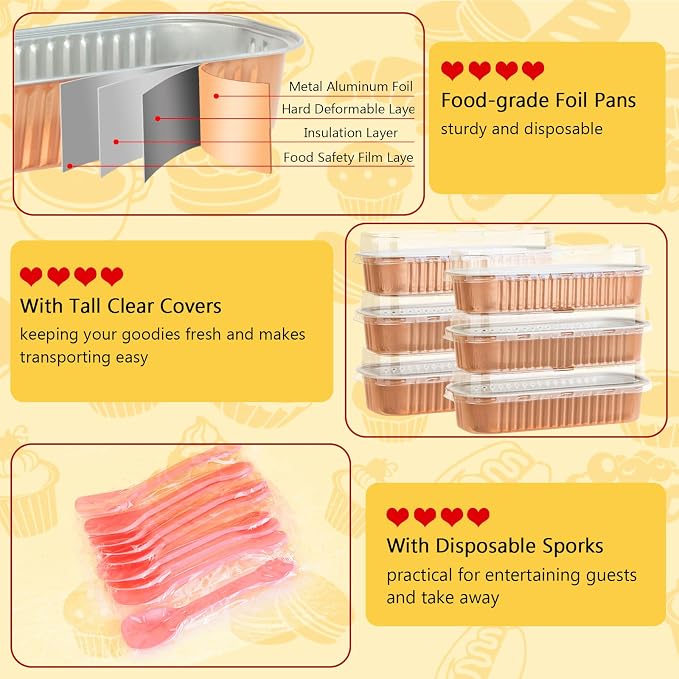 LNYZQUS Foil Mini Loaf Pans with Lids 25 Pack,6.8oz Individual Cake Pan Small Baking Tins for Bread Loaves, Disposable Muffin Cups Mini Aluminum Containers for Holiday Baking Gifts-Champagne