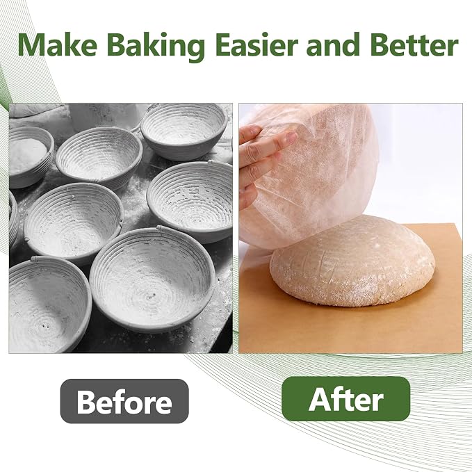 100 Pack Banneton Bread Proofing Basket Liner,21" Bread Bowls Liner Non-Stick Dough,BPA-Free Non Woven Sourdough Bread Basket Liners,Elastic Banneton Liners for Prevents Dough from Sticking to Basket