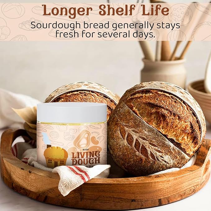 Living Dough - Keto Sourdough Bread Starter - Australian Low Carb Organic Sourdough Starter for Baking - For Keto-Friendly Artisan Bread, Pizza Dough, Waffles & More