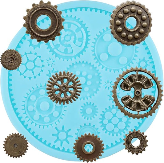 Steampunk Gear Fondant Mold Gear Silicone Molds for Cake Decorating Cupcake Topper Chocolate Candy Gum Paste Polymer Clay